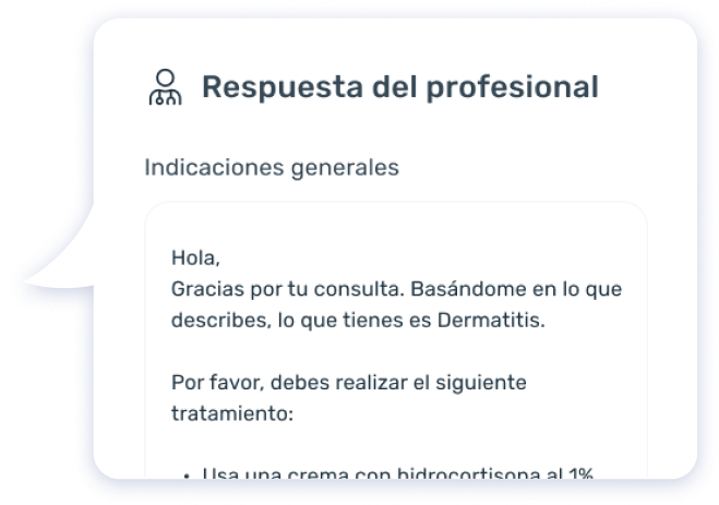 Vista mobile de Ondemand, mostrando el diagnostico del profesional.